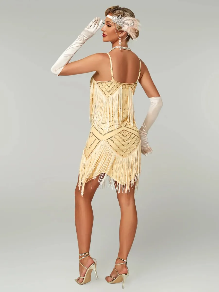 Flapper Roaring PLUS ขนาด 20 S Great Lady ชุดมินิสั้น Gatsby Fringed เลื่อมลูกปัด Lady MINI Tassels ตกแต่งชุด — image 7