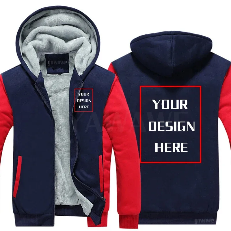 Customized winter Brand Hoodies For man Your Image Logo Heavyweight Zip-up your photo Travel Zipper Design Your Warm Jacket — image 18