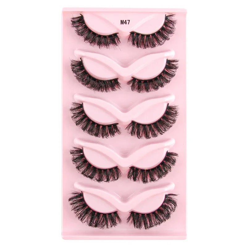 Mezze Ciglia Cat Eye Ciglia 3/5/10 Paia Ciglia Finte Soffici Morbide Aspetto Naturale Fascia Trasparente 3D Ciglia di Visone Estensione trucco
