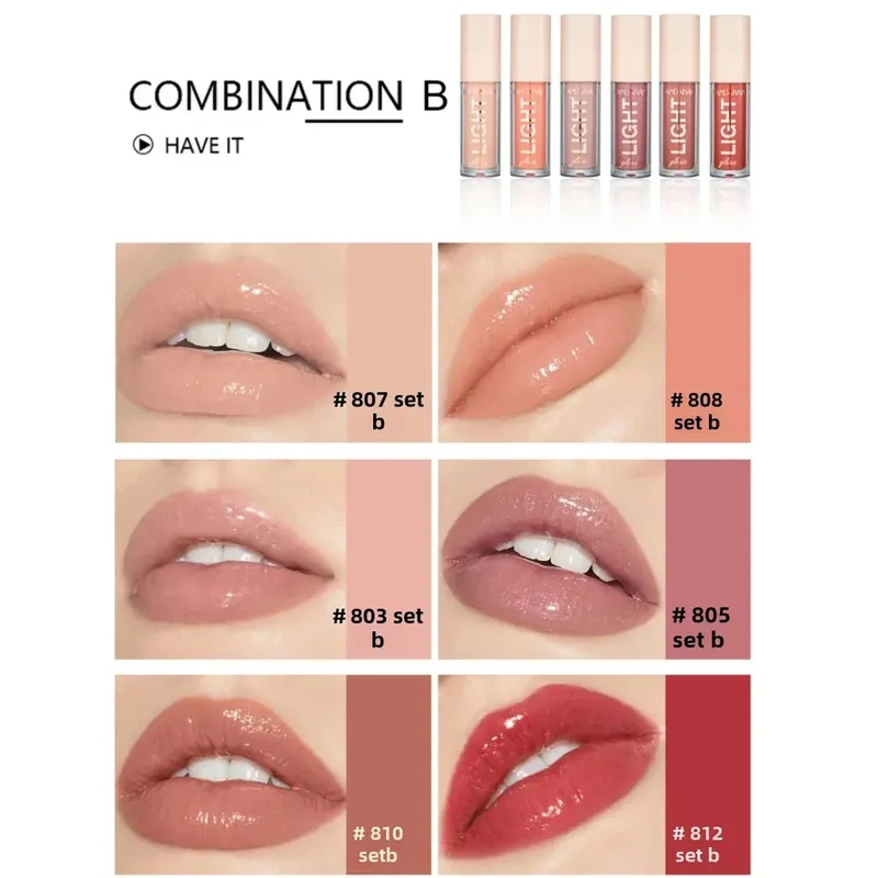 6 PCS Lipgloss Set Liquid Lip Stain Makeup for women Non Stick Cup Mirror Light Lip Glosses Long lasting Lip Gloss Kit Cosmetics — image 6