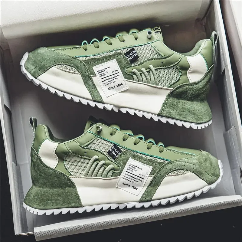 Kasut Lelaki Kasut Kasual Retro Musim Bunga Musim Bunga Platform Chunky Patchwork Mesh Lace Up Kasut Lari Lelaki Berjalan — image 6