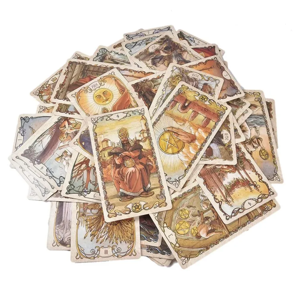 Kad Tarot Mucha Permainan Kad Dek Tarot Mainan Kad Ramalan Tarot Papan Panduan Ramalan — image 6