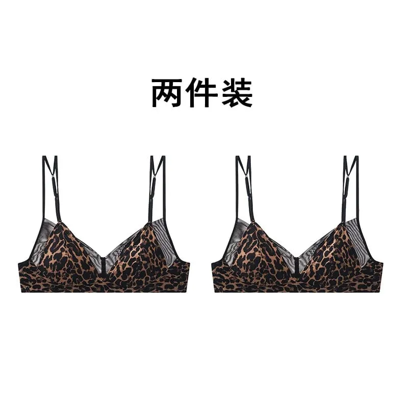 Premium Sexy Leopard Lingerie Kit Wireless Thin French Triangle Cup Comfy Nude Shaping Women Summer Daily Underclothes M-XL Bra — image 17