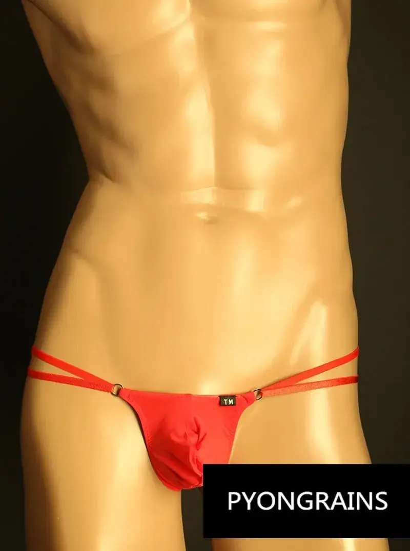Mænd Justerbar Metal O-ring Dobbelt tynd rem Bikinitrusser Lavhøjde Silkeagtig Is Silke 3D U konveks pose Sexet mænds undertøj — image 13