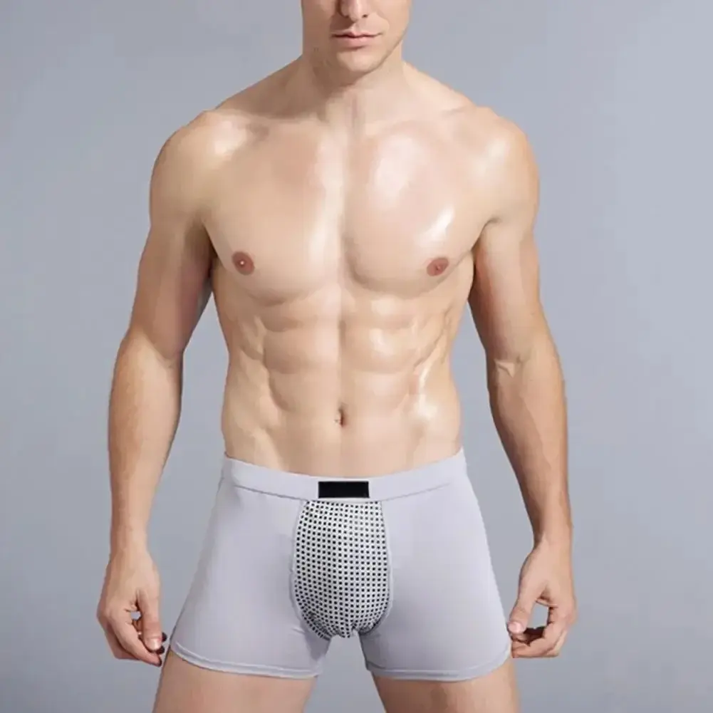 Boxer da uomo Assorbimento del sudore U Convesso Magnetico Biancheria intima fisiologica Massaggio Tinta unita Plus Size Mutande da uomo Abbigliamento interno Cl — image 1