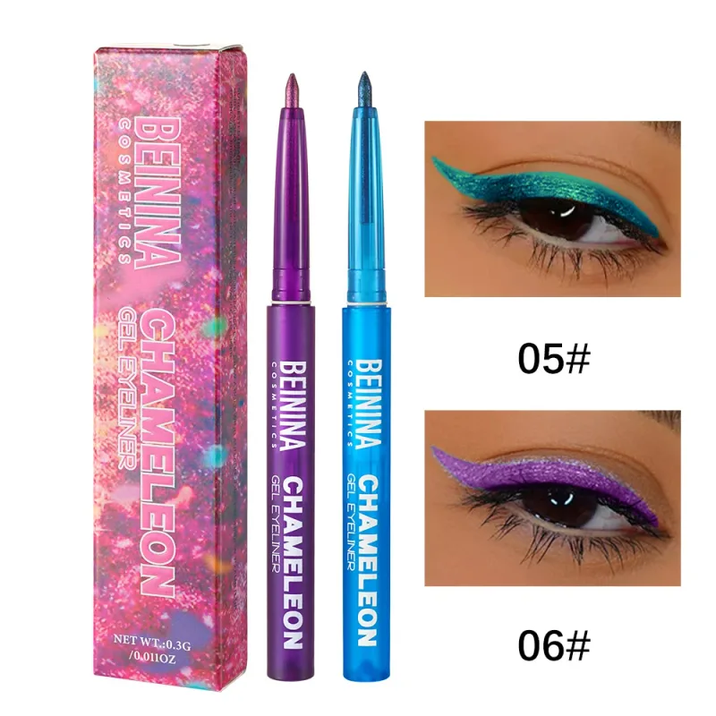 Shiny Chameleon Metallic Blue Eyeliner Gel Pen Ombretto Multicolor Eye Liner Perlescente Polarizzato Glitter Eye Pigment Cosmetico — image 8
