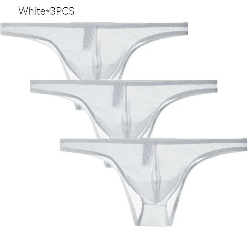 3Pcs/lot Men's Sexy See Through Briefs Mesh Sheer Transparent Seamless Panties Underwear Low-Rise Ultra-Thin Male Underpants