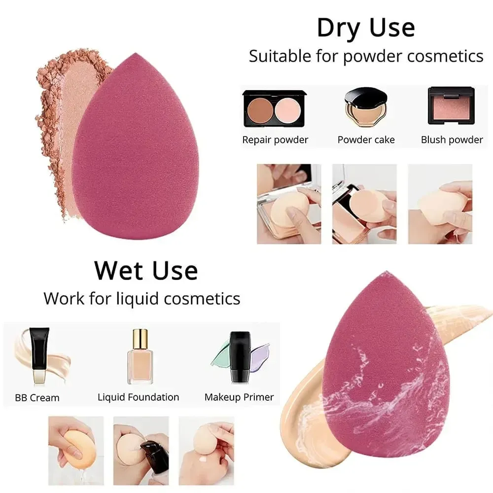 14 pièces éponge de maquillage mélangeur cosmétique beauté oeuf fond de teint éponges bouffées de poudre accessoires de maquillage outils de maquillage pour femmes — image 4