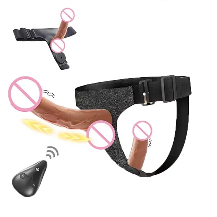 Consolador telescópico de doble cabeza con correa, vibrador, masajeador portátil realista, bragas artificiales para lesbianas, productos para adultos, juguete sexual — image 1
