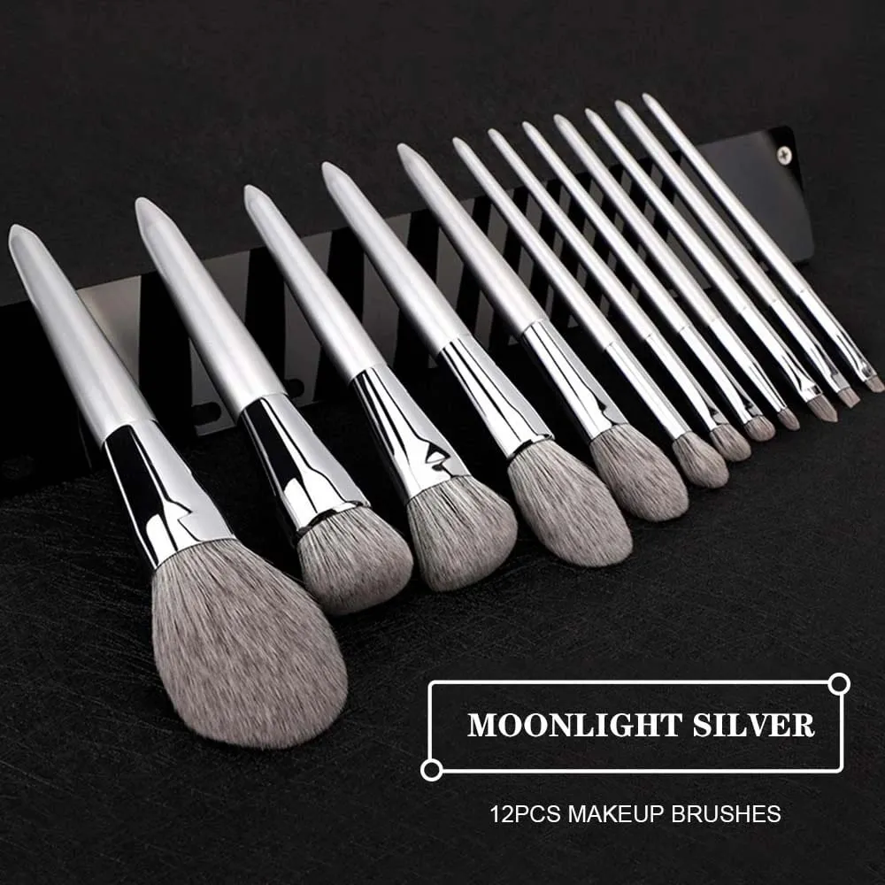 12 ชิ้นชุดแปรงแต่งหน้า Professional Natural Goat Hair Foundation Powder Contour อายแชโดว์คิ้วอายแชโดว์ Lip Make Up Tools — image 5
