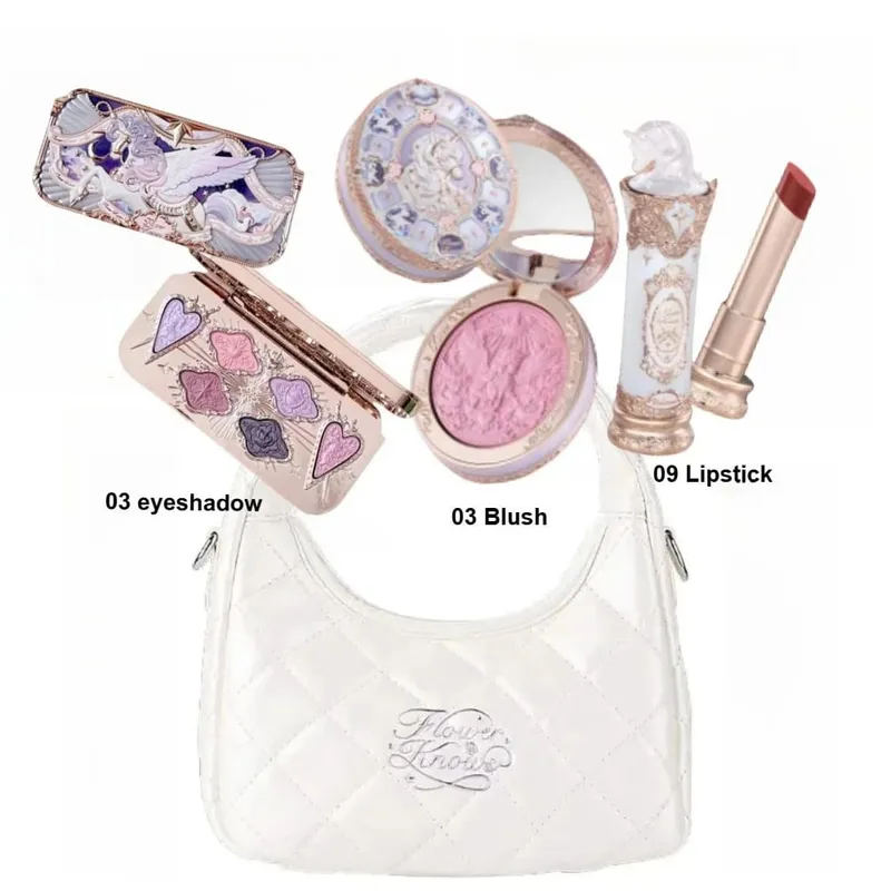 Maquillage fleur sait ensemble Swan Ballet série Six couleurs fard à paupières Palette en relief fard à joues brillant rouge à lèvres Kit avec sac tout en — image 9