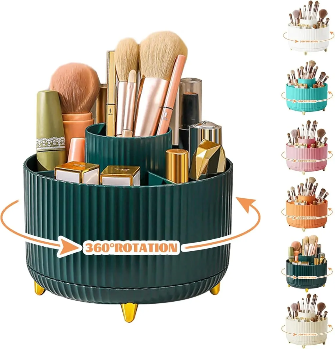 Suporte giratório para pincéis de maquiagem, 5 espaços, 360 °, organizador, multifuncional, armazenamento de mesa, cosméticos, para banheiro de mesa — image 1
