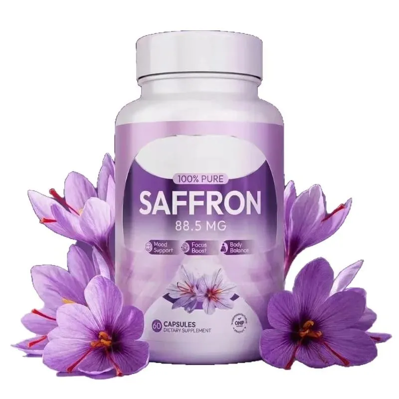แคปซูลหญ้าฝรั่น 100% 88.5 มก. สารสกัดจากดอก Crocus Sativus L พร้อมสารสกัดจากพืชธรรมชาติ Crocin Safranal อาหารเสริมสุขภาพประจำวัน