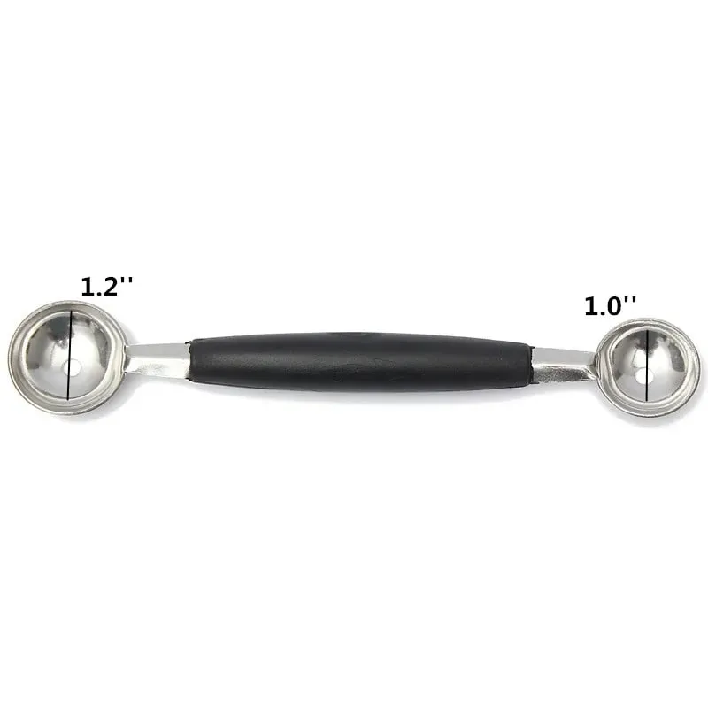 Cuillère à glace multifonctionnelle en acier inoxydable, cuillère à glace aux fruits à double tête, boule de pastèque, outils de cuisine 1 pièce