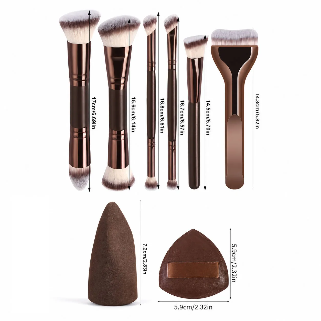 Bộ cọ trang điểm 6 chiếc Đôi cọ trang điểm hai đầu 4 chiếc Air Cushion Puff Đa chức năng Cọ nền Kem che khuyết điểm Cọ phấn — image 4