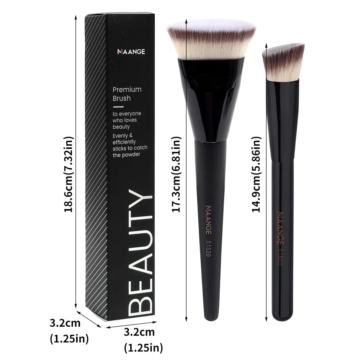 2PCS Flawless Makeup Brush Flat/Angle Foundation Contour Brush Under Eyes Makeup Brush for Liquid Cream Beauty Tools