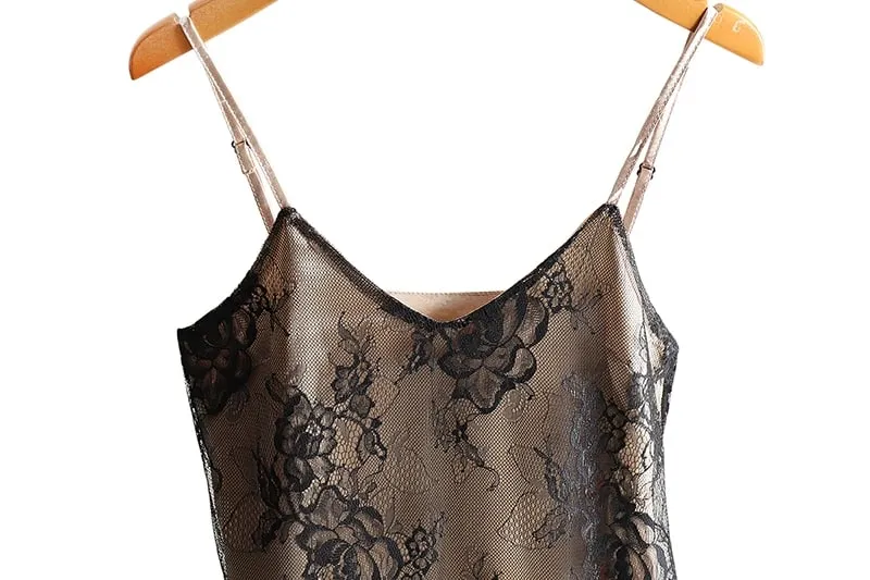 Sexy krajkový top se špagetovým řemínkem Dámská ohlávka s výstřihem do V Basic Cami Saténové hedvábné tílka bez rukávů Letní košilka — image 9