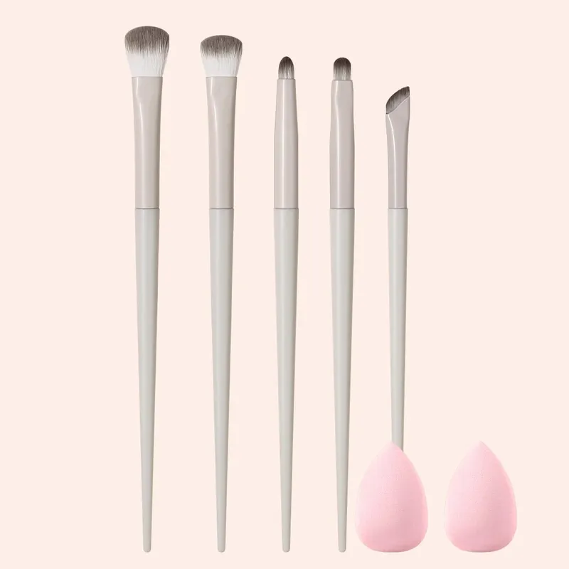 6Pcs Set Berus Solek 2Pcs Span Solek Berus Kosmetik Lembut untuk Pemerah Mata Pembayang Mata Concealer Kontur Wajah Alat Kecantikan Solek