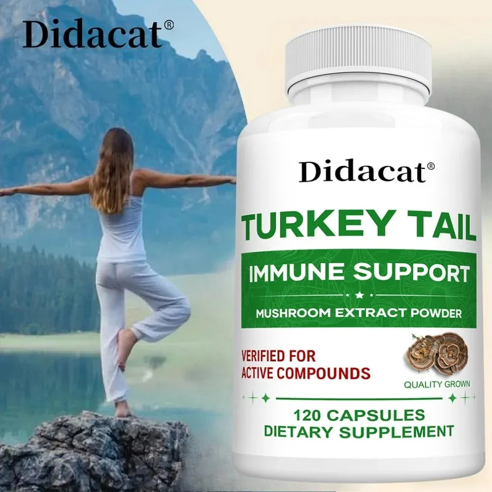 L'integratore di funghi coda di tacchino rafforza il sistema immunitario promuove la salute e la vitalità Vegano non OGM 120 capsule — image 1