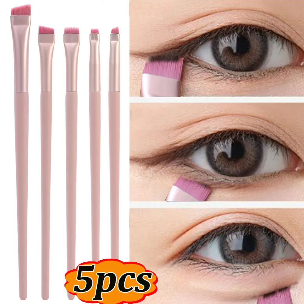 5pcs 각진 플랫 아이 라이너 브러시 부드러운 강모 눈 아래 눈썹 브러쉬 업그레이드 초박형 메이크업 브러쉬 정확한 세부 도구 — image 1