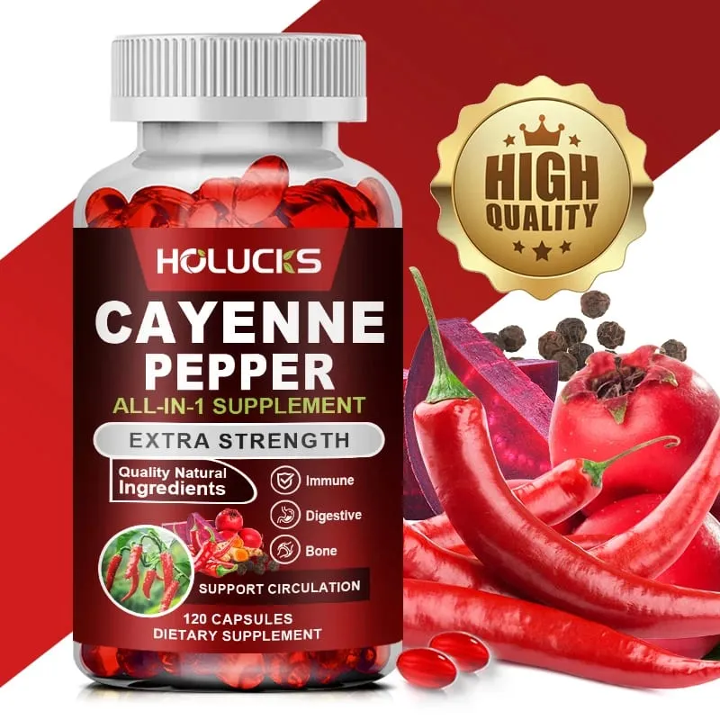 Cayenne-Pfeffer-Kapseln mit Vitamin D3 K2 fördern die Durchblutung, fördern die Verdauung, steigern den Stoffwechsel und unterstützen die Gesundheit der Gelenke und Knochen — image 2
