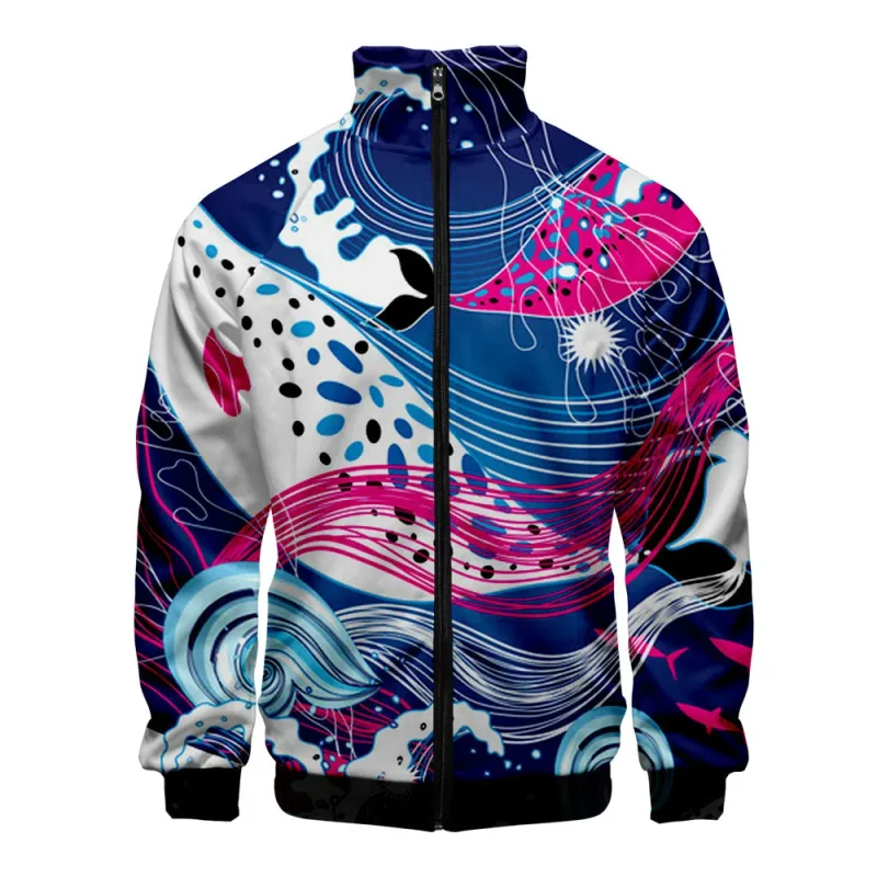 Popular Marine animals dolphin 3D Print Zipper Raglan Jacket Windbreaker Boys/Girls Comfortable Stand Collar Jackets Coats — image 24