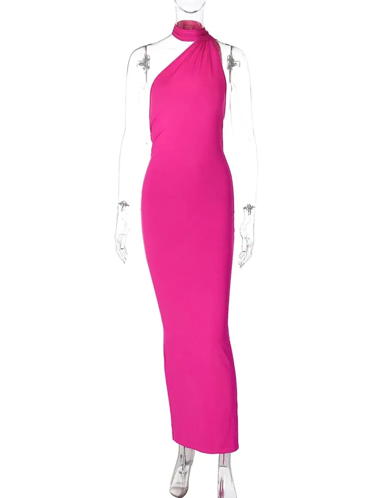 Hugcitar Nastavitelné poutko na šátek na jednom rameni Ruched Sexy Maxi Šaty Dámské Elegantní Y2K Streetwear Festival Outfit — image 6