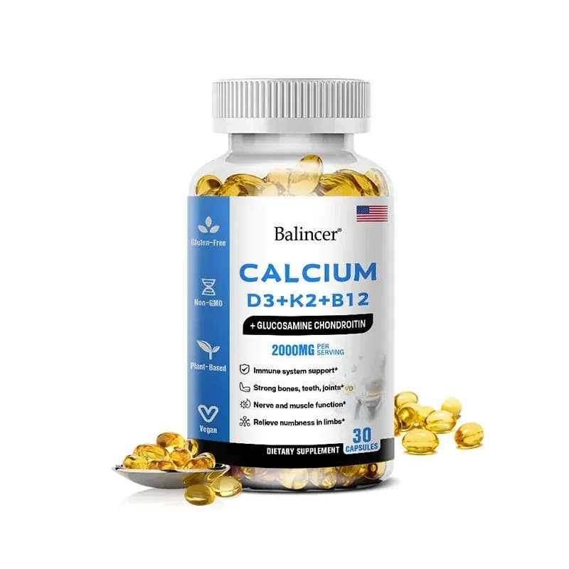 Balincer Vitamin D3+K2+B12 2000mg Capsules for Bone Immune and Calcium Support 120 Capsules Non-GMO — image 9