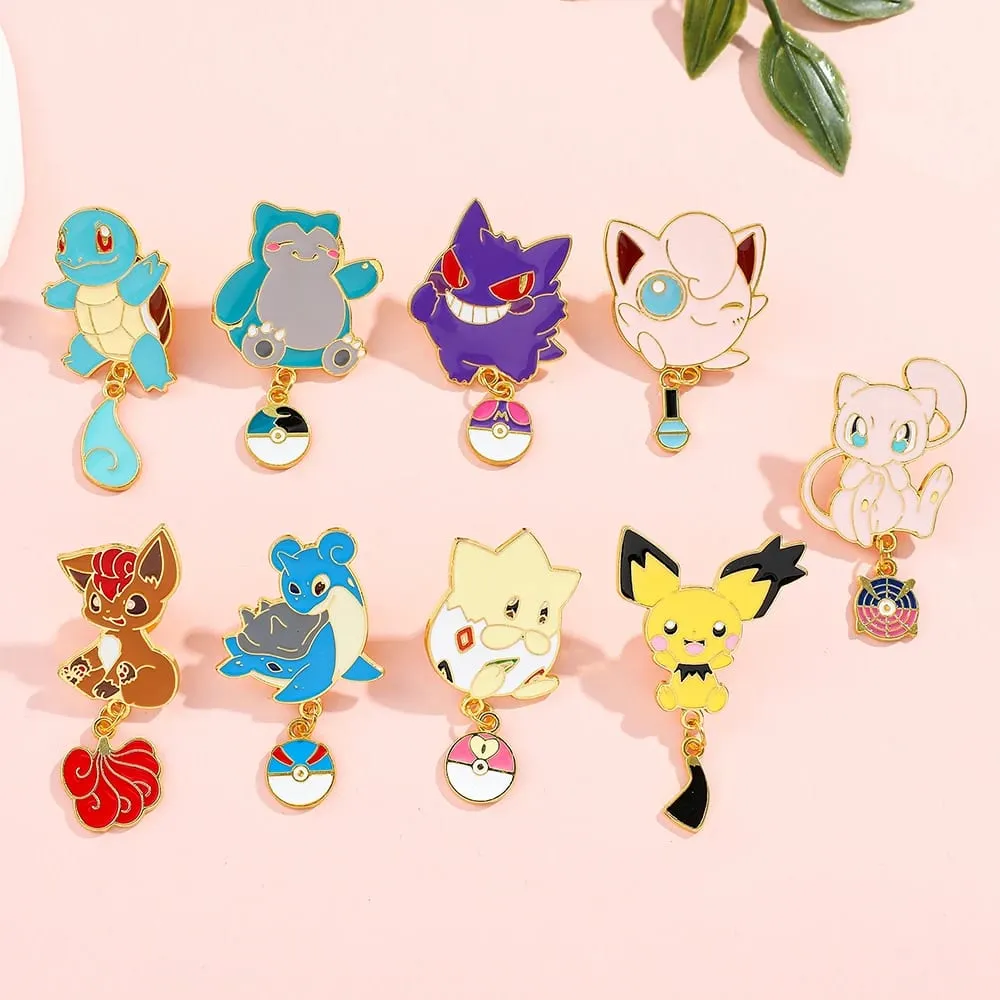 Set di spille smaltate - Simpatiche spille Pikachu Squirtle Charmander per zaini giacche - Distintivi di cartoni animati anime regalo per i fan — image 4