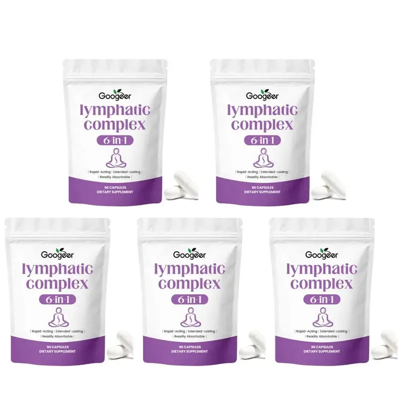 Googeer Lymphatic Complex 6-in-1 כמוסות עם זרימת לימפה ותמיכה בניקוז מגנזיום אבץ מינרלים 90 כמוסות