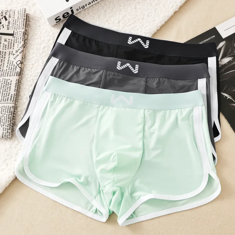 3st/pack Ice Silke Andas Antibakteriellt Mesh Herrkalsonger Stor Space Pouch Trosor Höga elastiska midjeband Boxer Homme