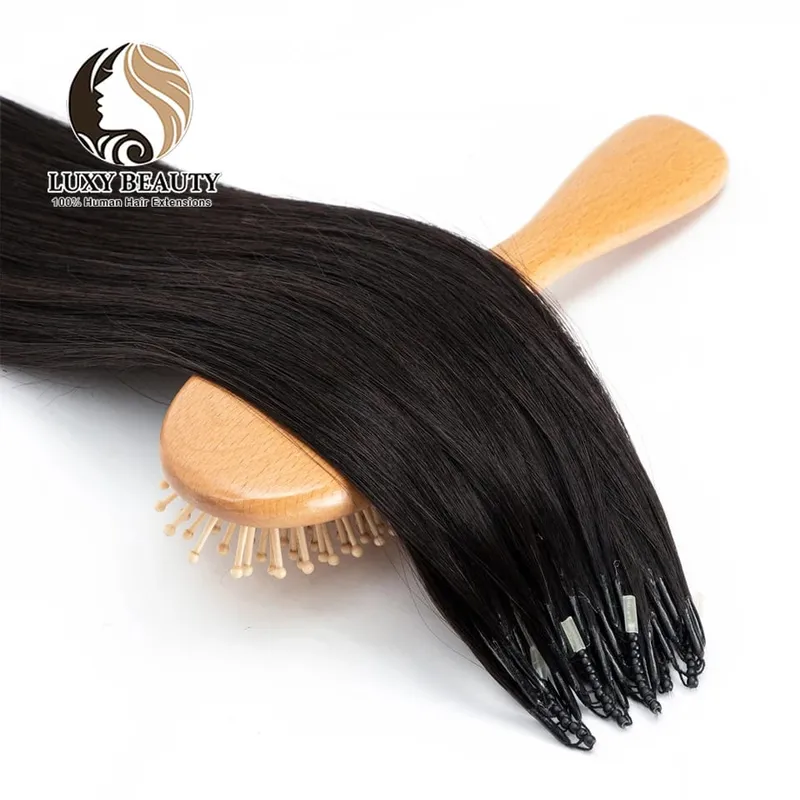 8D مايكرو الخرزة شعر مستعار بشري سيليكون حلقة نانو الشعر التمديد غير مرئية صغيرة سيليكون الخرز أسود براون شعر بشري أشقر — image 8