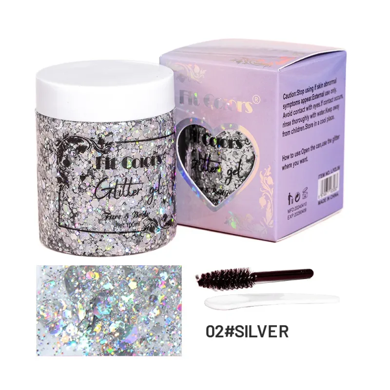 100 ml Glitter Gel Øjenskygge Flydende ansigtskrop Large Pailletter Gel Multifunktionel Farverige Løse Pailletter Creme Festdekoration
