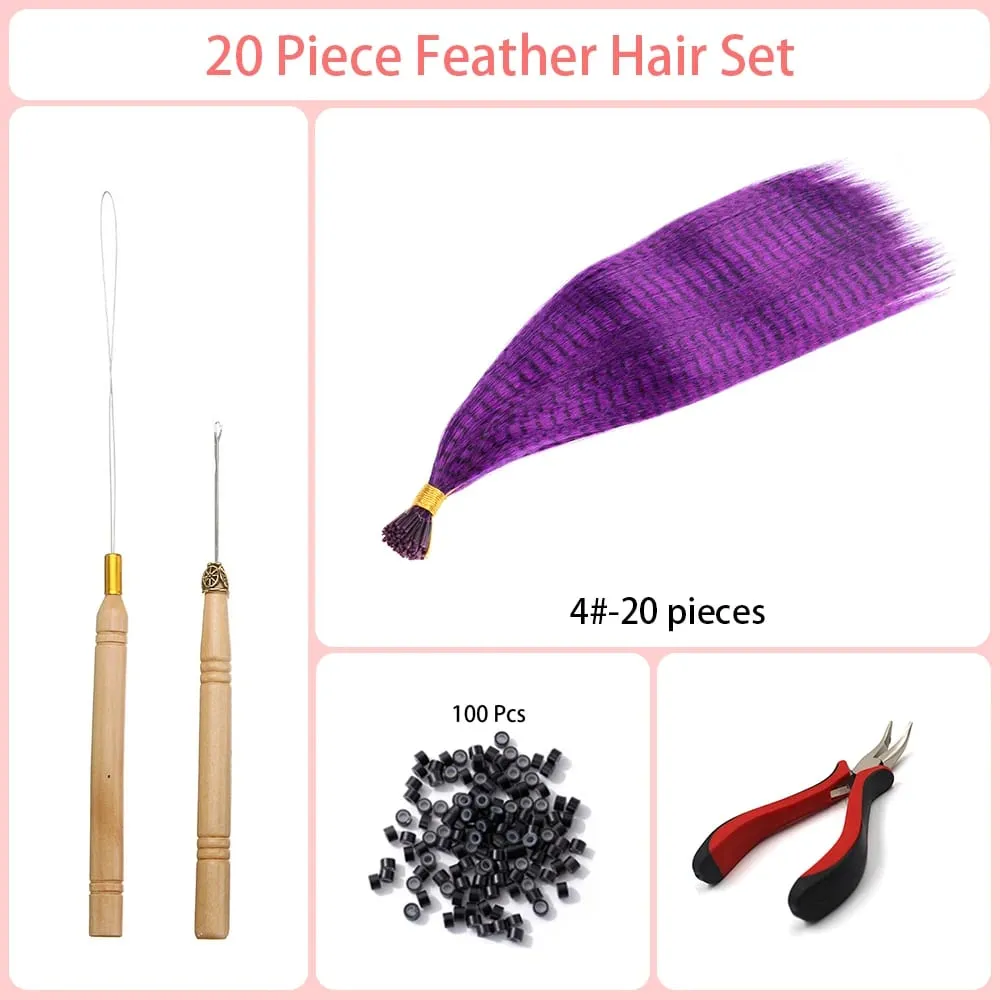 Estensioni dei capelli sintetici colorati I-Tip in piume finte 16 "20 fili/pacco Accessori per parrucche in fibra resistente al calore da donna — image 11