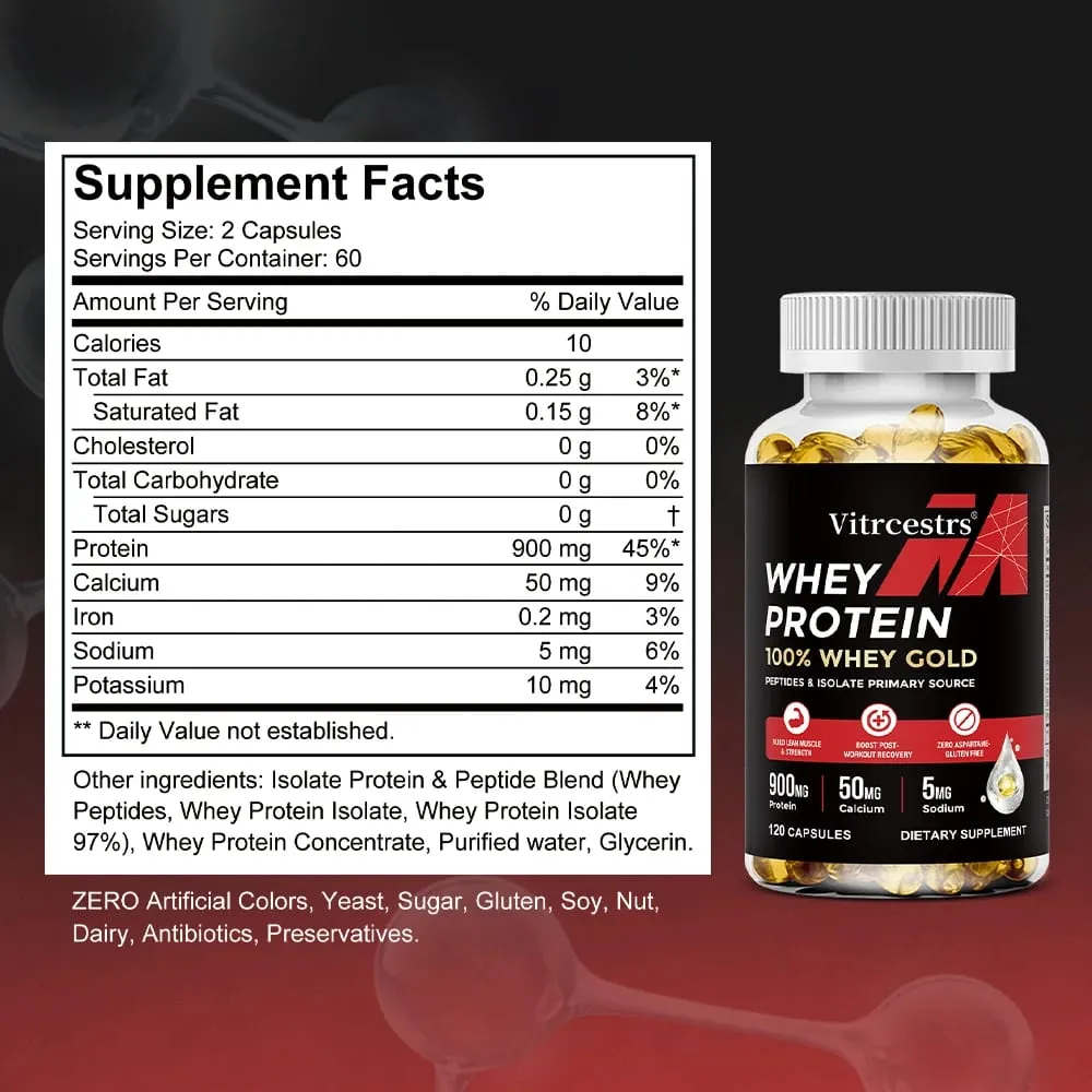 Kapsułki z koncentratem białka serwatkowego - 900 mg białka Regeneracja po treningu Zdrowie mięśni i wzmocnienie odporności Bezglutenowy Bez GMO — image 7