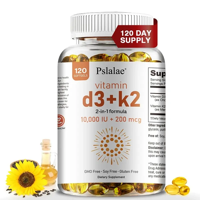 Vitamin D3 10000 IU with K2 200 Mcg | 2 in 1 Support Immune Heart Joint Teeth & Bone Health — image 1