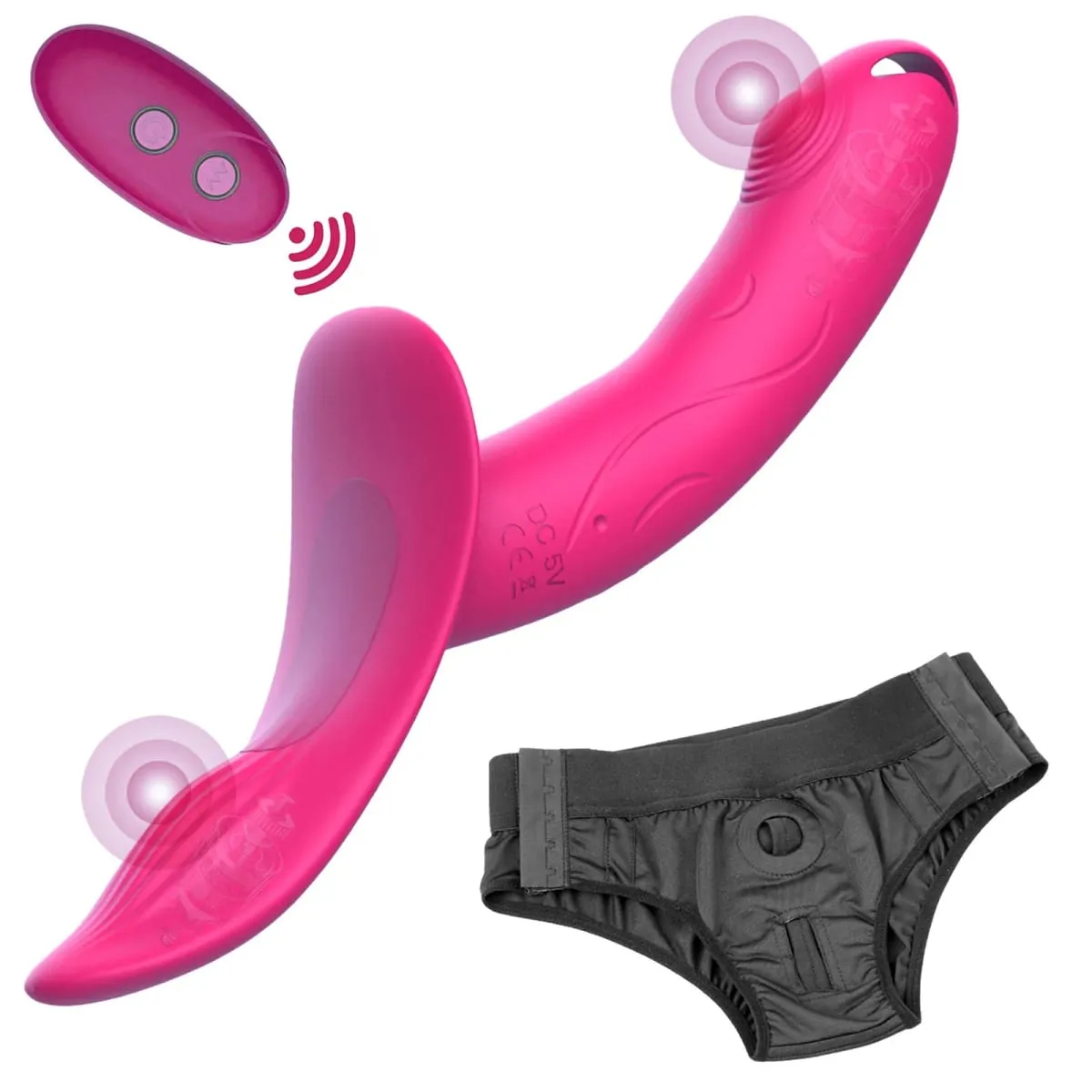 7 ความเร็ว Wearable Double Vibrators สำหรับผู้หญิงเลสเบี้ยน USB ชาร์จสายหนังไม่มีสายหนัง Dildo หญิงผู้ใหญ่ของเล่น — image 1