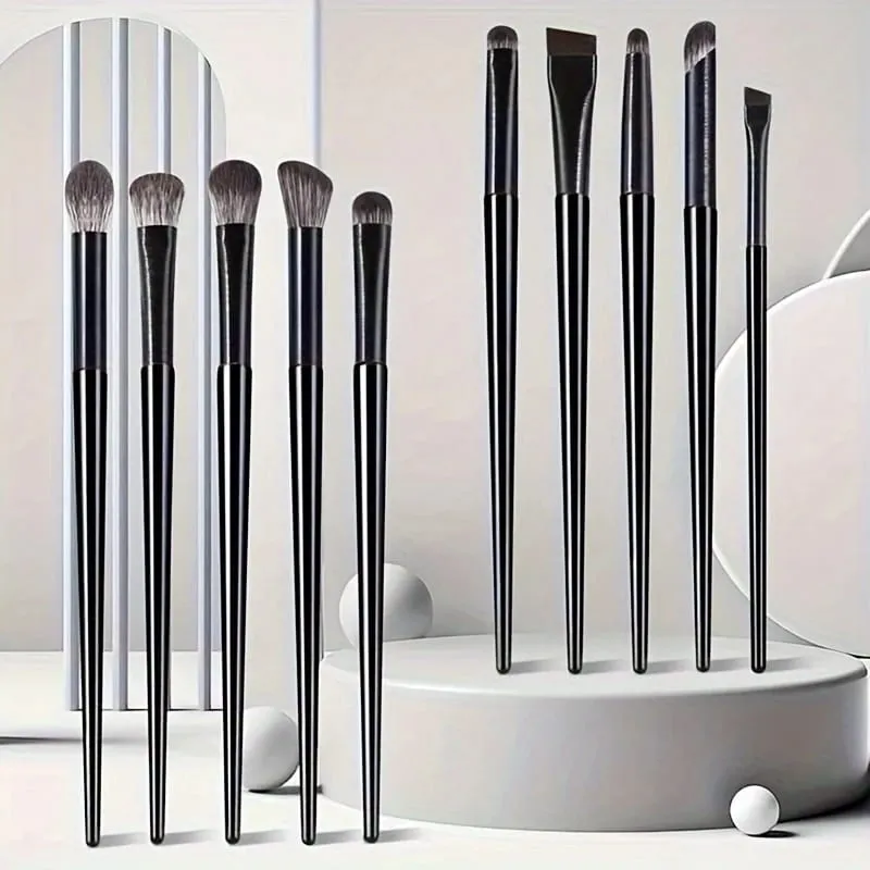 Set 10 Buah Kuas Set Rias Eye Shadow Menciptakan Riasan Mata Sempurna Pena Eye Shadow Eyeliner Tepat Kontur Bulu Lembut — image 1
