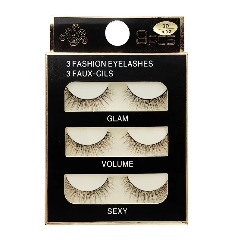 Faux Cils 3 paires de Faux Cils naturels longs en vison 3D, doux, moelleux, vaporeux, faits à la main, outils de maquillage pour les yeux, Maquiagem — image 11