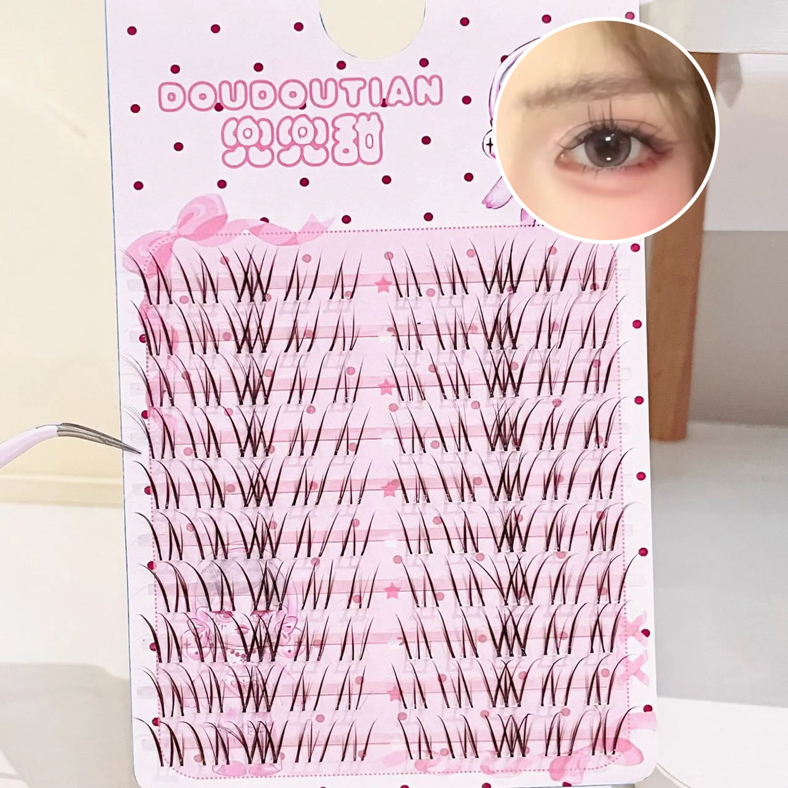 3/10 file Ciglia finte marroni dolci Natural Whispy Fluffy Air Manga Stile coreano Estensioni ciglia finte Trucco occhi perfetto — image 5