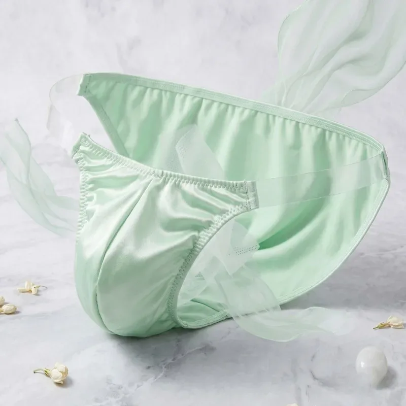 Raso di seta del ghiaccio come la biancheria intima da uomo Solido elasticizzato Slip a forcella alta Mutandine triangolari Custodia rigonfia Mutanda liscia e traspirante — image 3