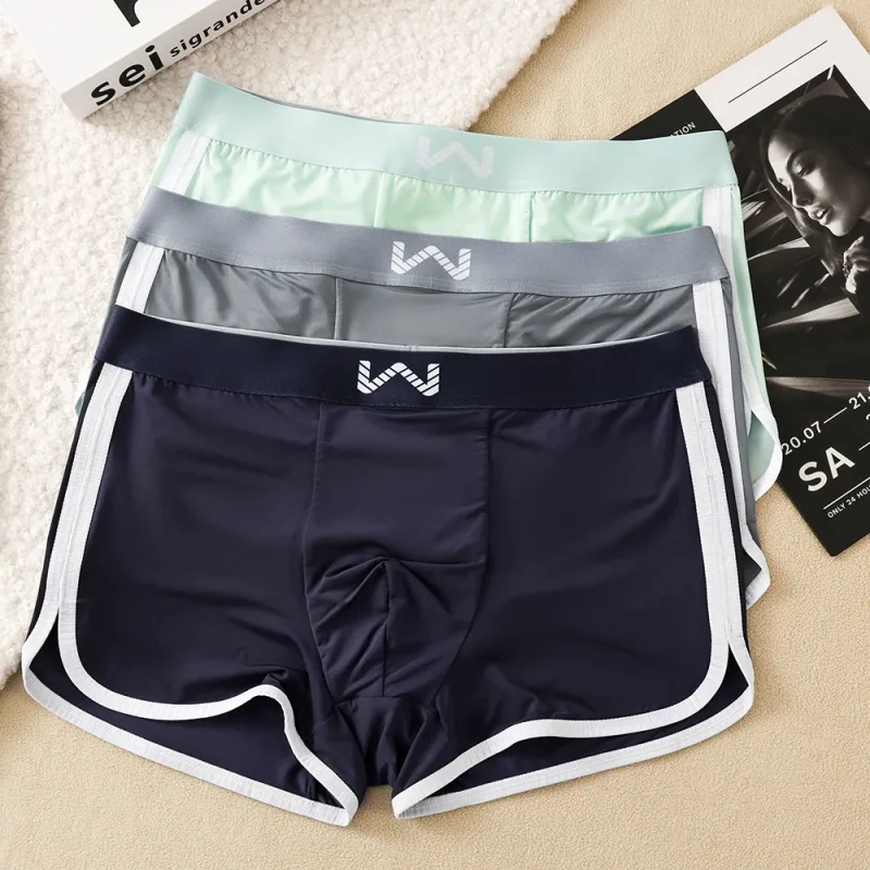 3st/pack Ice Silke Andas Antibakteriellt Mesh Herrkalsonger Stor Space Pouch Trosor Höga elastiska midjeband Boxer Homme — image 21