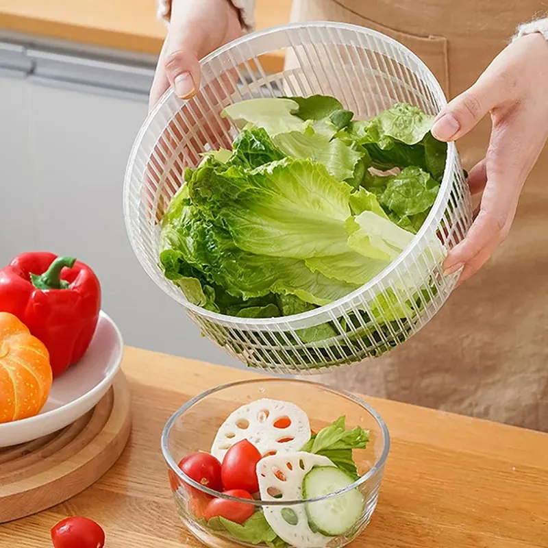 Salad Spinner Dryer Vegetable Fruit Food Drain Basket Dehydrator Quick Washing Drying Manual Centrifuge Kitchen Household Tool — image 5