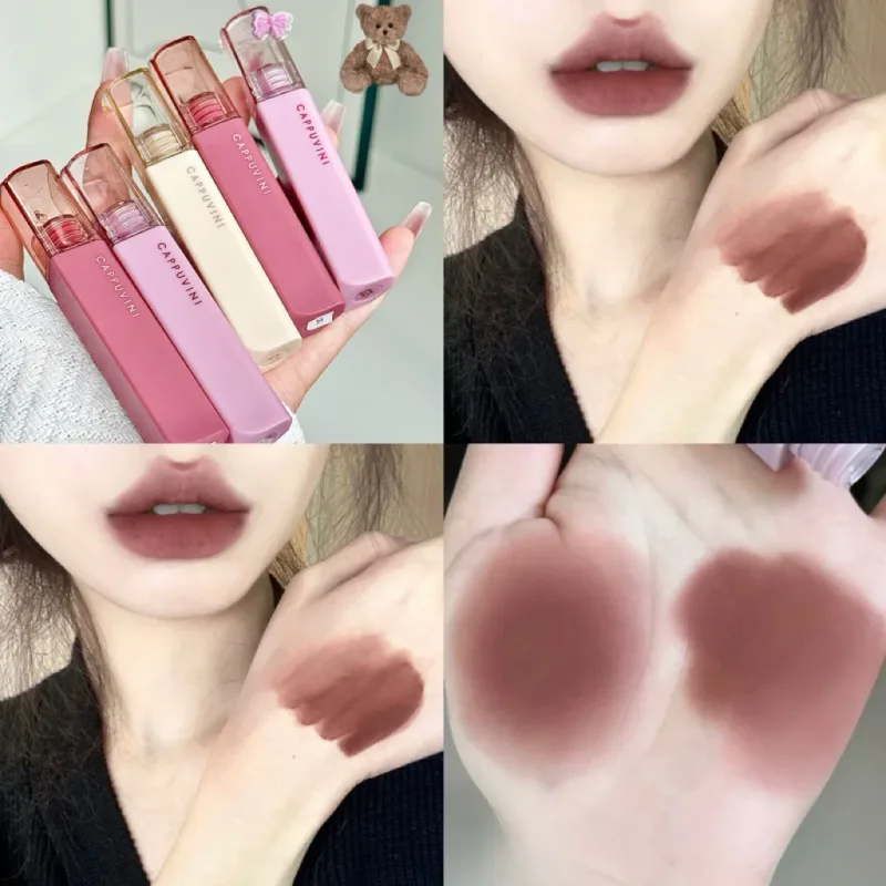 Cappuvini Matte Lip Gloss ความอิ่มตัวต่ำสีเทาสีชมพู Liquid ลิปสติก Waterproof Non-Stick No Fade Lip Tint เกาหลีแต่งหน้าเครื่องสำอาง — image 5