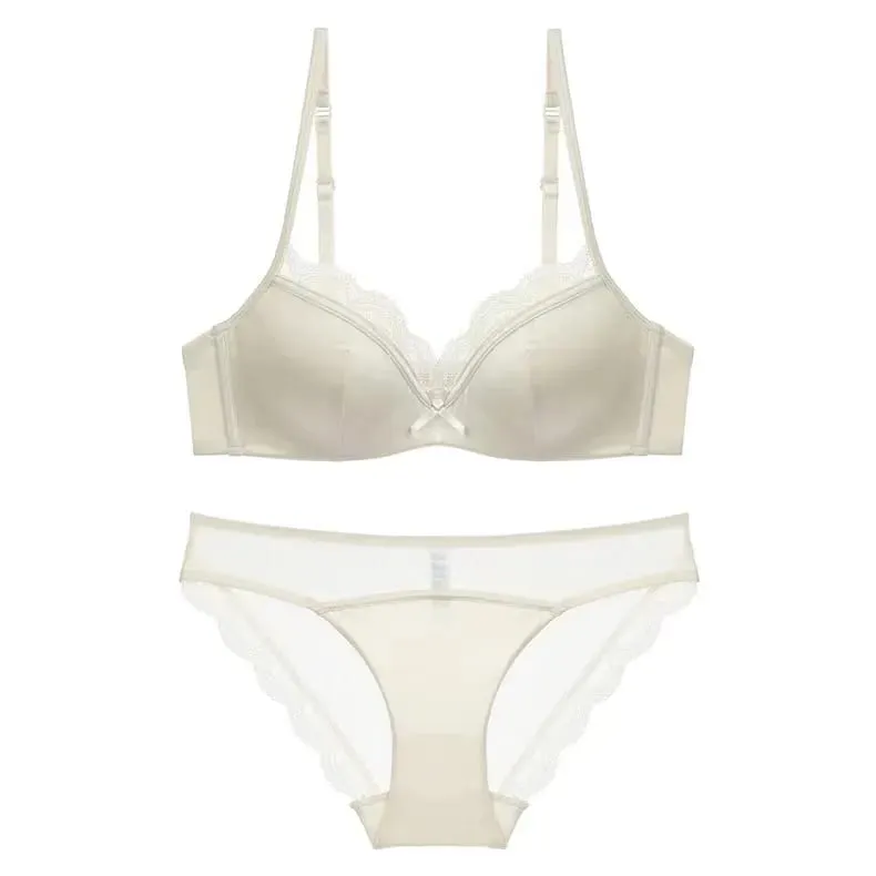 Französischer Luxus-Seiden-BH für Damen mit kleiner Brust, verstellbares Schlankheits-Bralette- und Höschen-Set, bequem, sexy, transparentes Dessous-Set — image 10