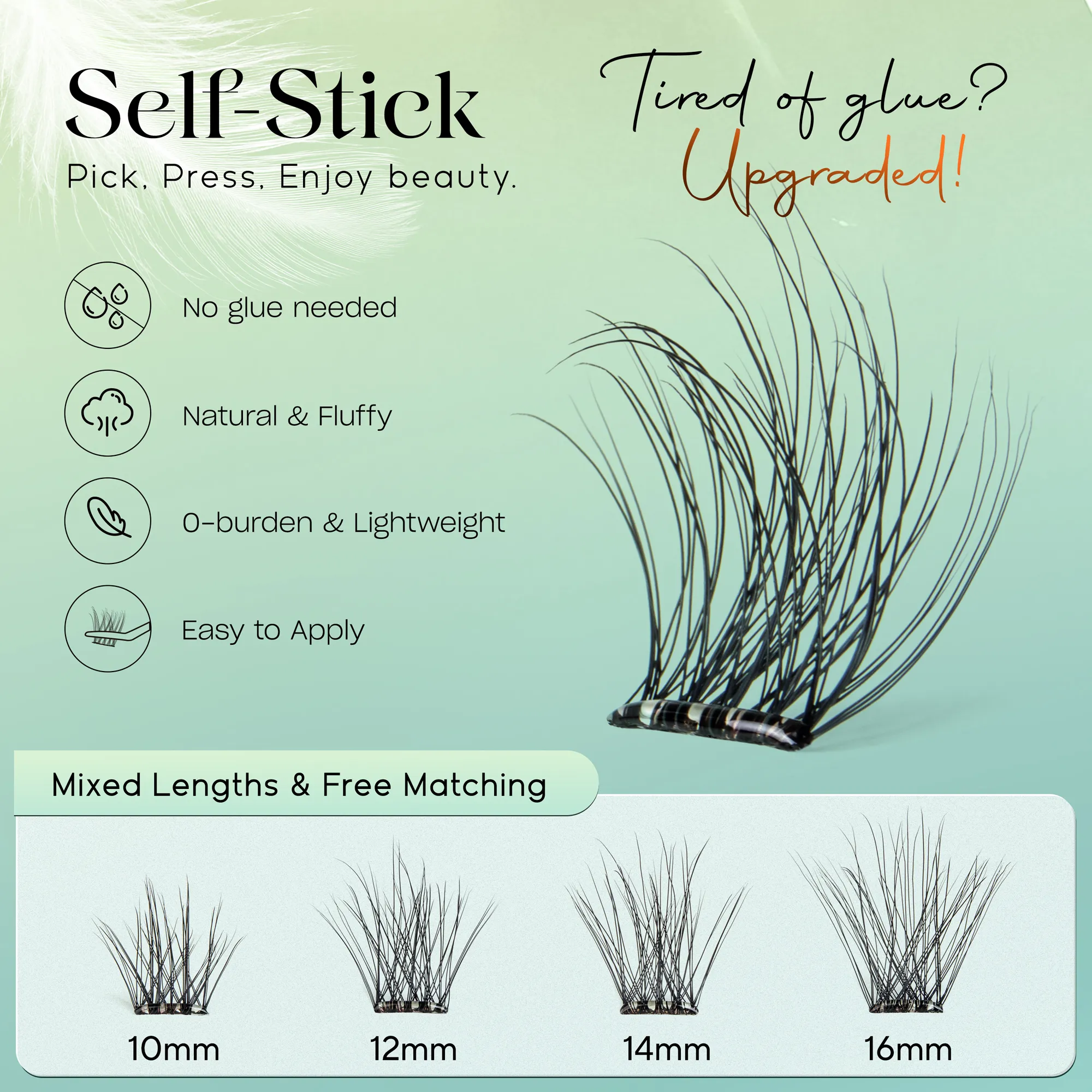Samolepící řasy Bez nutnosti lepidla Řasy 10‑16 mm Předlepené řasy D Curl Soft Natural Press on Lashes — image 3