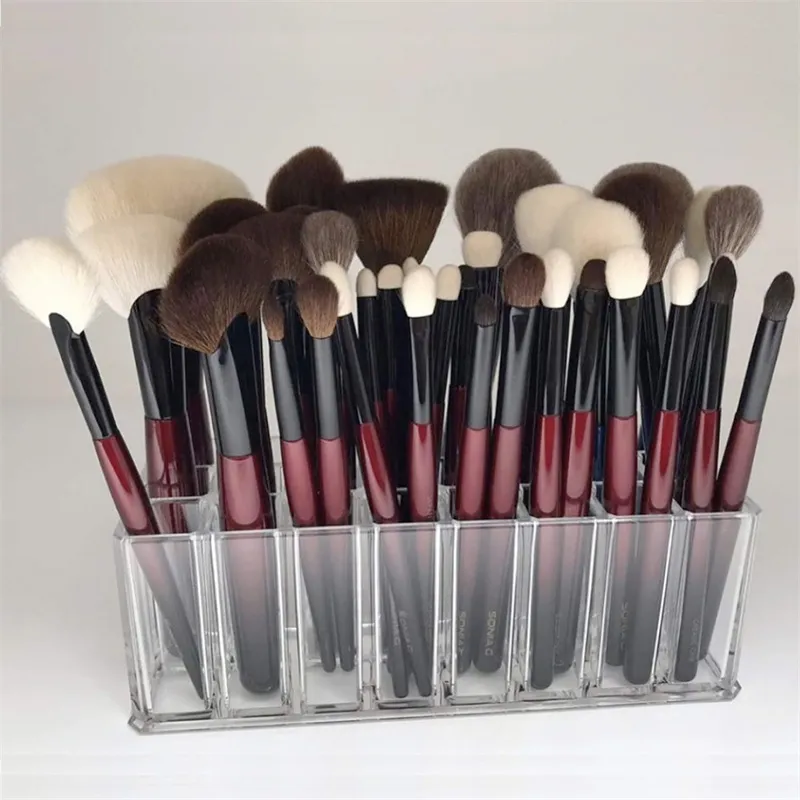 Organisateur de pinceaux de maquillage à 24 fentes, organisateur de rouge à lèvres en acrylique, rangement de cosmétiques, boîte d'exposition de brillant à lèvres, rangement de pinceaux de maquillage — image 6