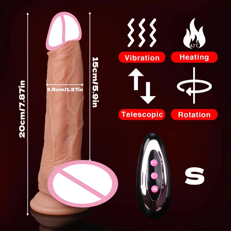 Erotic Dildo Telescopic Vibrator Female Vagina Penetration Realistic Large Penis Anal Plug With Female Sex Toys Heated Thruster