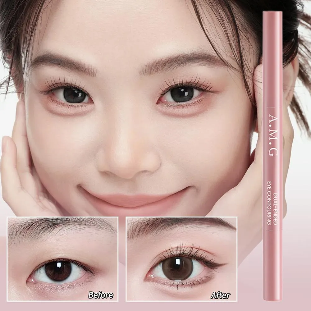 Dobbelthovedet Silkworm Eyeliner Pen Cremet Glat Blendbar Liggende Silkworm Blyant under øjet Highlight Contouring Pen med pensel — image 6