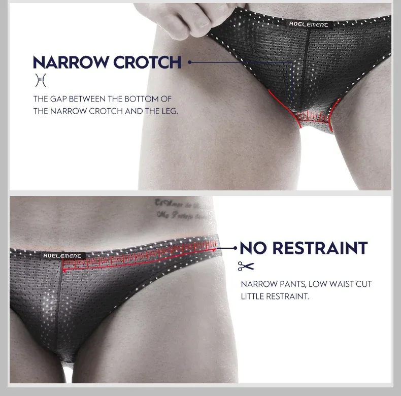 2PCS Slip stretti trasparenti in seta di ghiaccio, slip piccoli da uomo, occhi a rete, pantaloni giovanili traspiranti — image 7